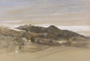 ケント州セブンオークス近郊のアンダーリバーヒルズ、J。Herries、Esq。 c.1840（紙の上のグラファイトの上に水彩でペンとインク）