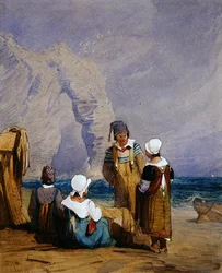 浜辺の人物（水彩・紙）