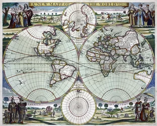 新しい世界地図、1702年頃（版画）