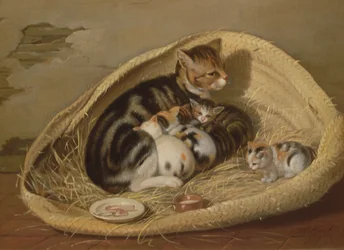 かごの中の子猫と猫、1797