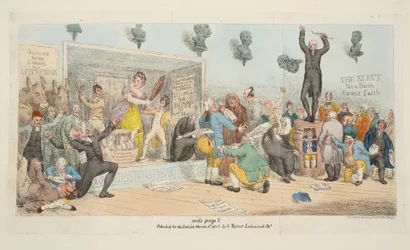 The Satirist、パブからのプレート。 1月1日、1808年（手彩色の彫刻）