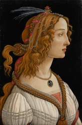理想化された貴婦人の肖像（ニンフとしてのシモネッタ・ヴェスプッチの肖像）、1480-85年頃（テンペラ、油彩、パネル）