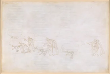 『神曲』、煉獄篇第11歌。煉獄の第一の輪：名声に飢えた騎士や芸術家たちの贖罪