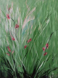 Pink Blooms, 2018（キャンバスにアクリル画）