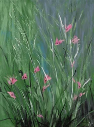 Pink Blossoms, 2018（キャンバスにアクリル画）
