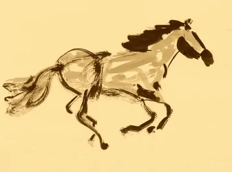 疾走するセピア色の馬