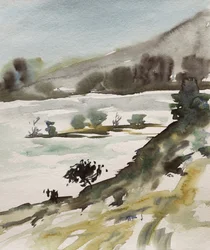 淡い水彩画の風景
