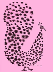 ピンクの斑点のある孔雀
