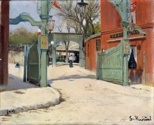ムーラン・ド・ラ・ギャレットの公園への入り口 - サンティアゴ・ルシノール（1861-1931）の絵画 - 1891 - 油彩・キャンバス - 33,5x41 - カタルーニャ美術館、バルセロナ