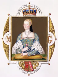 1825年に出版された「エリザベス女王の回顧録」からのスコットランドの女王（1515-60年）の肖像画