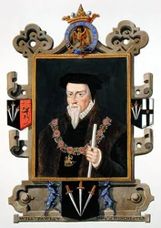 サー・ウィリアム・ポーレット（c.1485-1572）ウィンチェスター侯爵の肖像（1825年に出版された「エリザベス女王の宮廷の回想録」より）（紙に水彩、ガッシュ