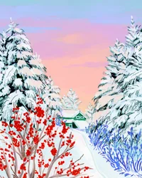 雪に覆われた冬の山小屋