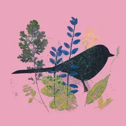 鳥と葉っぱ,2019（インクモノプリント