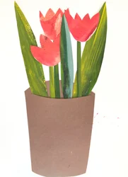 鉢植えのチューリップ,2018（コラージュ