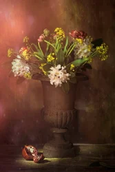 ムーディな花の静物画