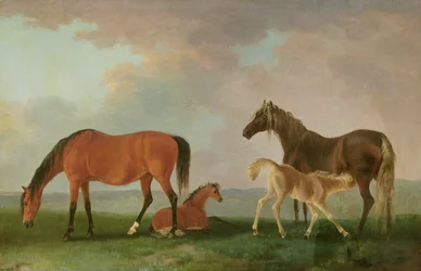 牝馬と子馬（キャンバスに油彩）