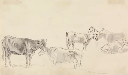 背景の馬と牛の研究
