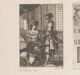 ゲオメトリアと幾何学的な図面を持つ若い男 タイトルページ: Pratique de la géometrie, sur le papier et sur le Terrain (...), 1669