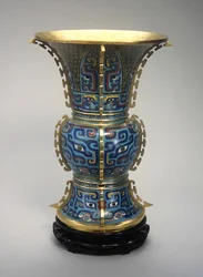 Zun型の花瓶とスタンド（七宝と紫檀）（272147も参照）