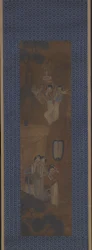 行進中の5人の女性（シルクにインクと色）