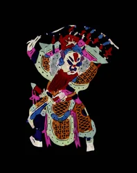仮面をつけた京劇の男性キャラクター。中国の民芸品、京劇の仮面をつけた男性キャラクター。
