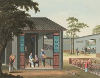 紅茶の製造風景、1820年頃（絹本、ボディカラー、金彩、紙）