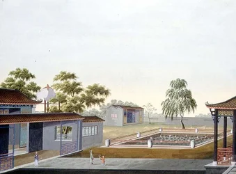 壁のある庭」1820年～40年頃（紙に水彩）