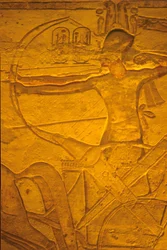 古代エジプト、壁画／彫刻、カデシュの戦いで戦車に乗るラメセス2世、アブシンベル、ラメセス2世とネフェルタリの神殿