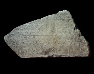 Art エジプト。ナイル川の海辺の風景。網にかかった鳥を狩る。パリ、ルーヴル美術館（Musee Du Louvre