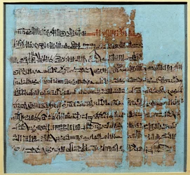 エジプトの古代。ラムセス2世治世下のカデシュの戦いの物語のパピルス（1246-1213） 紀元前1274年、アナトリアを中心とするヒッタイト帝国と、ラメッスィッド朝のエジプト。日 0,2x0,23 m パリ、ルーヴル美術館