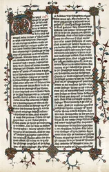 ウィクリフが1400年頃に英訳した聖マルコによる福音書のページのコピー（印刷物）