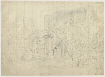 ダドリー城-バービカン：鉛筆画、nd [？19セント]（描画）