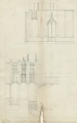 リッチフィールド大聖堂の内部-合唱団の西端：ペン画、nd [c 1780]（描画）