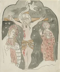 リッチフィールド-磔刑の表現（グレイフライアーズ）：水彩画、ND（?18世紀後半）（絵画