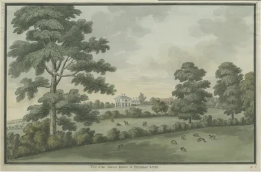 ニードウッド-ブリックリーロッジ：水彩画, nd [c 1786] （絵画