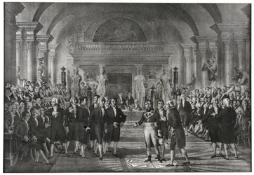 1797年12月25日、ボナパルト将軍がパリの科学アカデミーで、ラザール・カルノーの後任として科学部門の機械芸術部門に選出。