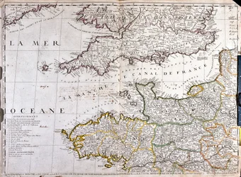 フランス「バス・ノルマンディー」地方の地図（リトグラフ