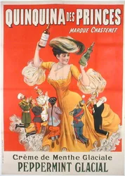 フランスのクレーム・ド・メンテ「Quinquina des Princes」の広告ポスター（カラーリトグラフ）