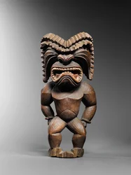 戦争の神を表すハワイアンフィギュア、コナスタイル、ku ka&39;ili moku、c.1780-1820（木）