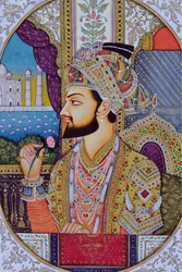 ムガール皇帝シャー・ジャハーンの細密画 インド・アジア