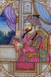 ムガール皇帝シャー・ジャハーンの細密画 インド・アジア