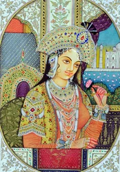 ムガール王妃ムムタージの細密画 インド・アジア