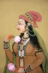 紙に描かれた細密画 ロイヤル・ムガル貴婦人の肖像