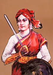 ラーニー・ラクシミバイ ジャンシー王妃の肖像 インド最初の独立戦争 インドの反乱 1857-58年の偉大な自由戦士 （カラーリトグラフ）