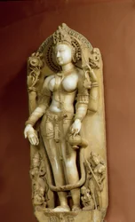 サラスヴァティー、学習の女神、パル、ラジャスタン、チャウハン王朝（大理石）