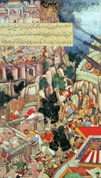 チトルガル包囲戦における採掘作業の光景（「アクバルナマ」より）、ムガル帝国、1590年頃（版画