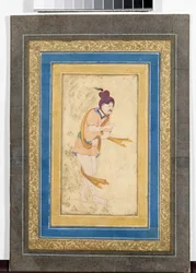 イランの巨匠デルヴィーシュの肖像 - ミニチュア、水彩、グワッシュ、金で描かれたボール紙 (14.8x7.9 cm)、17 世紀初頭 - エルミタージュ国立美術館、サンクトペテルブルク (ロシア)