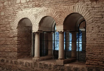 View of the cloister of the church of Saint Vincent and Saint Anasthasus the abbazia of the three fountains (Tre-Fontane) (Chiesa dei Santi Vincenzo e Anastasio alle Tre Fontane) (View of the cloister of the church of St Vincenzo e Anastasio, abbazia delle