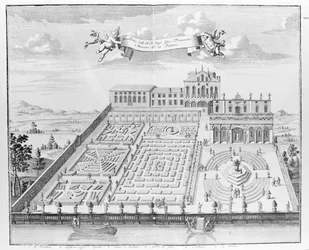 A.フォルカマーの「ヴェネツィアのヴィラ、庭園、風景」よりヴィラパパファーヴァ（彫刻作品