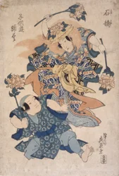 役者（紙に版画）
